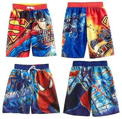 Spiderman Or Superman Board Shorts Swim Trunks ~ Size 10/12  ~ New With Tags